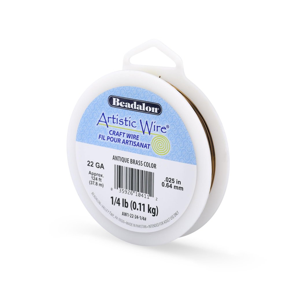 Artistic Wire, 22 Gauge Tarnish Resistant Colored Copper Craft Wire, Antique Brass Color, 124 ft