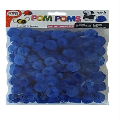 100 Craft Pom Pom Puffs - 1" Royal Blue