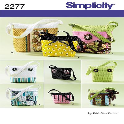 Simplicity Faith Van Zanten Pattern 2277 Misses Purses in Three Sizes with Detachable Covers