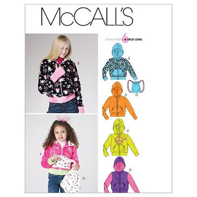 McCall's Patterns M6158 Children's/Girls' Hoodies and Bag, Size CCE (3-4-5-6)