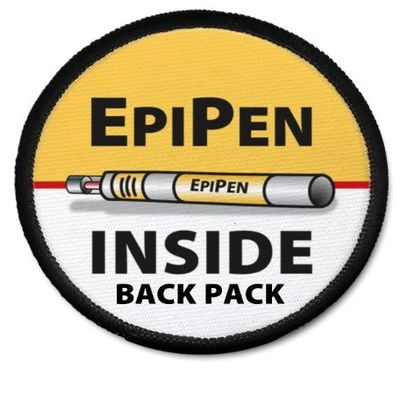 Creative Clam Epipen Inside Back Pack Medical Alert Symbol 3 Inch Black Rim Patch