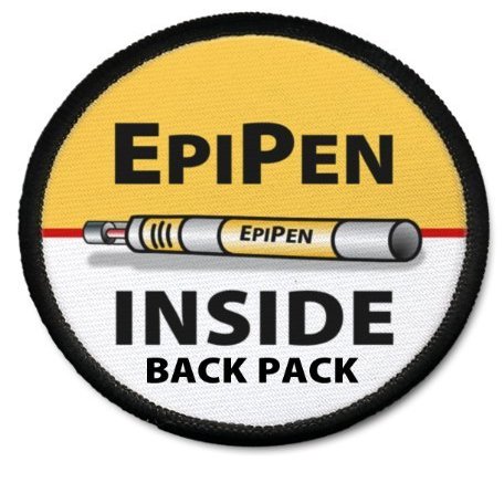 Creative Clam Epipen Inside Back Pack Medical Alert Symbol 3 Inch Black Rim Patch