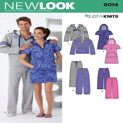 Simplicity Creative Group, Inc New Look Sewing Pattern 6014 Misses' and Men's Just 4 Knits Separates, Size A