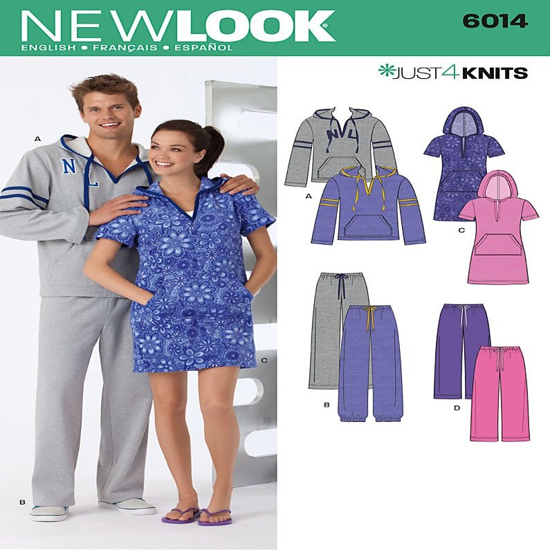 Simplicity Creative Group, Inc New Look Sewing Pattern 6014 Misses' and Men's Just 4 Knits Separates, Size A