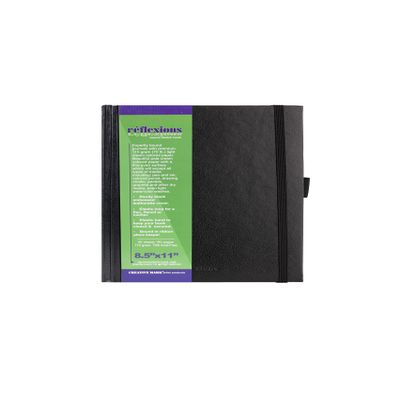 Creative Mark Hard Leather Bound Sketchbook [160 Pages - 8.5 x 11], Black Embossed Leatherette Journal, Acid-Free Paper, Perfect for Dry Media, Drawing with Elastic Pen Loop & Page Keeper Ribbon