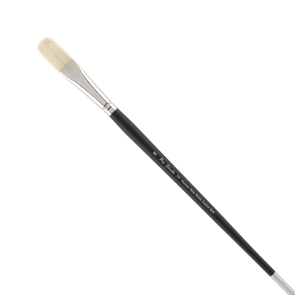 Creative Mark Pro Stroke Premium White Chungking Hog Bristle Artist Paint Brush - Flat # 8 - Natural Bristle Brush w/Great Control Suitable for Oils, Watercolors, Acrylics, Alkyds, Caseins