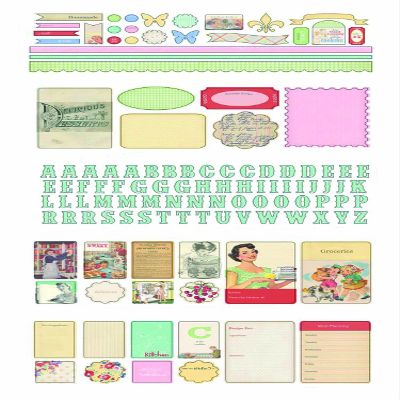 Melissa Frances Kitschy Kitchen Spiral Bound Sticker Book, 4 by 12-Inch
