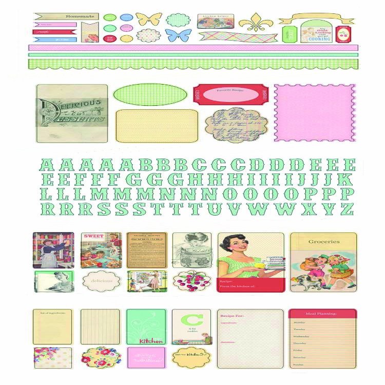 Melissa Frances Kitschy Kitchen Spiral Bound Sticker Book, 4 by 12-Inch
