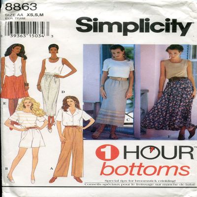 Simplicity Sewing Pattern 8863 1 Hour Bottoms, AA (6-8-10-12-14-16)