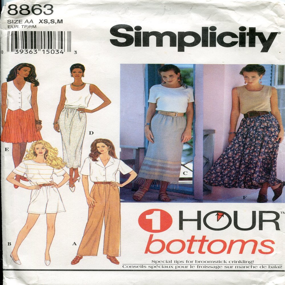 Simplicity Sewing Pattern 8863 1 Hour Bottoms, AA (6-8-10-12-14-16)