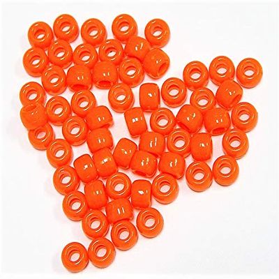 JOLLY STORE Crafts - Neon Orange Beads, Easy-to-Use Pony Beads for Bracelets, Art, Craft Decorations & More, 9 x 6 mm, Crafted in The USA, Neon Orange, 500 pcs (Pack of 1)