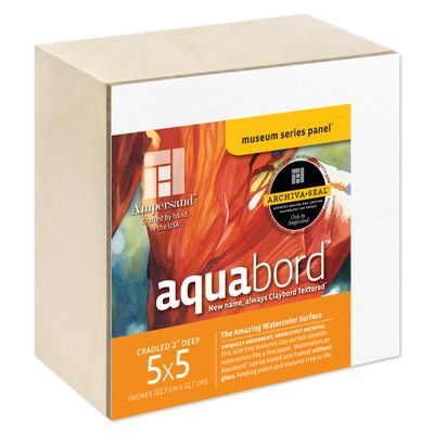 Ampersand Art Supply Aquabord | 5" x 5" | 2" Cradled Profile | Watercolor Painting Panel | Highly Absorbent Surface for Watercolor, Gouache & Casein