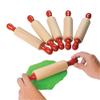 Fun Express 9" Classic Wood Dough Rollers with Red Handles for Kids - Perfect for Play Clay and Dough Activities - Small - 6 Pieces view 2