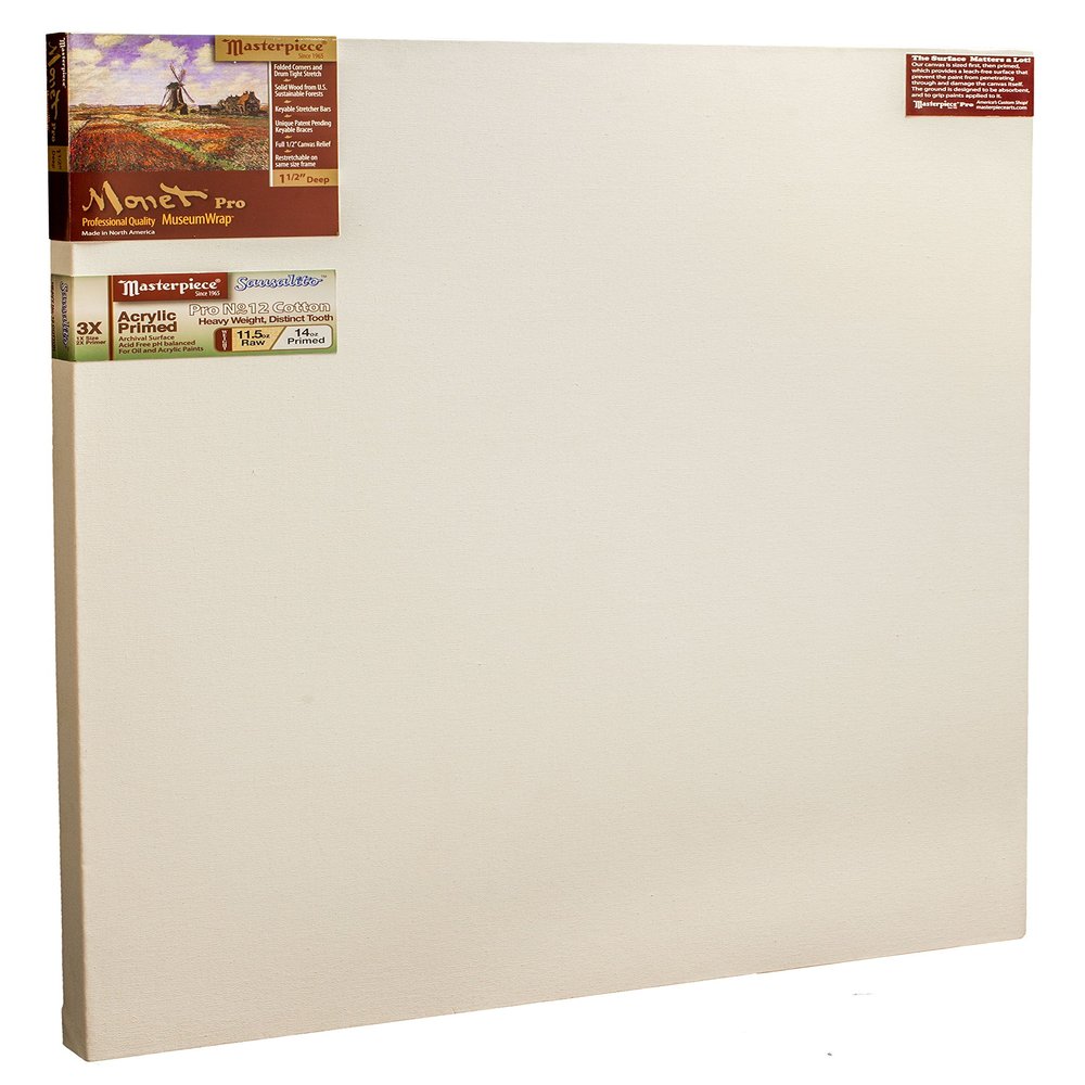 MASTERPIECE 43850 Monet Pro 1.5" Deep Sausalito Heavy Weight and Texture 14 oz Cotton Stretched Canvas 20" x 20"