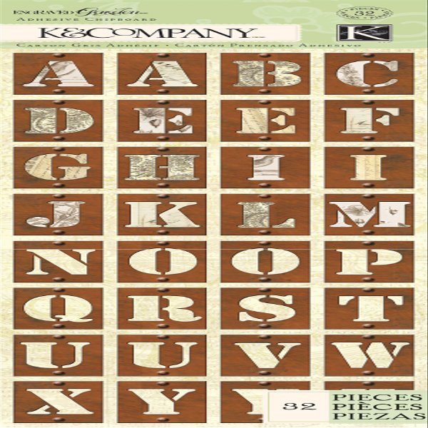 K&Company Engraved Garden Alphabet Adhesive Chipboard