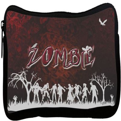 Rikki Knight Zombies Grey Silhouettes on Red Design Neoprene Pencil Case (pc1508)