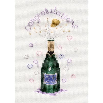 Champagne Greeting Card Kit - Cross Stitch Kit