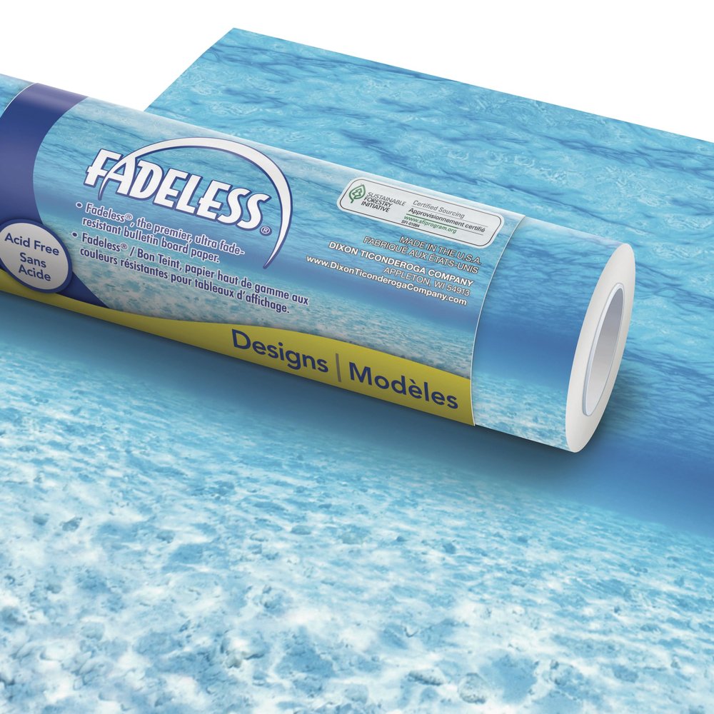 Fadeless Bulletin Board Paper, Fade-Resistant Paper for Classroom Decor, 48 x 12, Under the Sea, 1 Roll