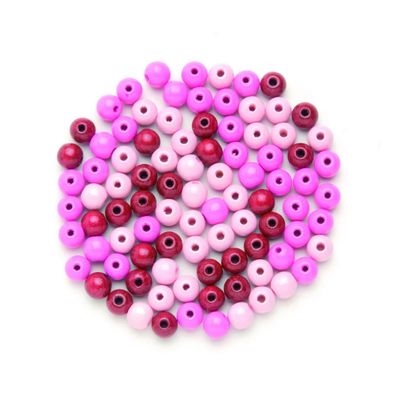 Glorex Wood Bead 28ST Mix Wood, 10 x 8.5 x 1 cm Pink