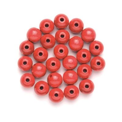 Glorex 6 1653 005 Wooden Beads Pack of 80, Carmine Red, 11 x 8.5 x 1 cm