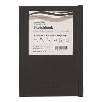 SEAWHITE Black Cloth Cover Sketchbook 140gsm Portrait A6