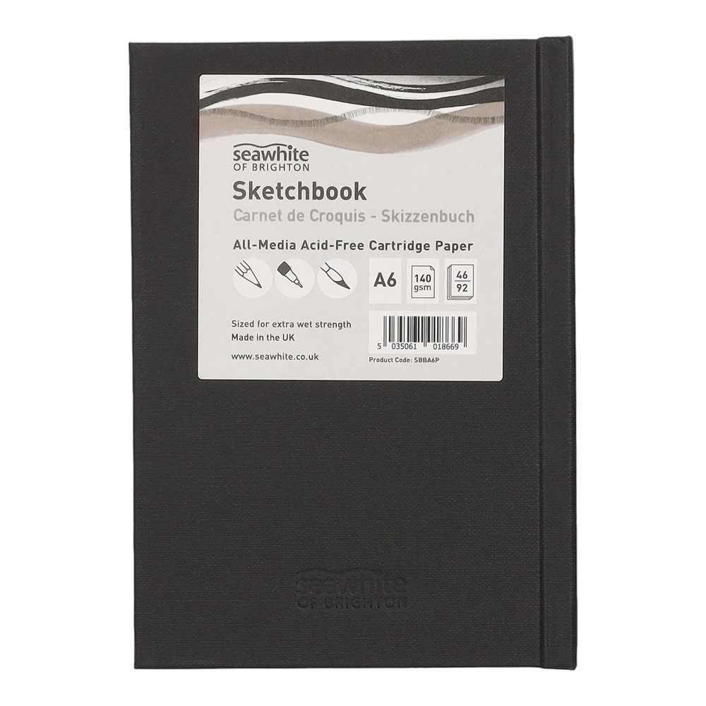 SEAWHITE Black Cloth Cover Sketchbook 140gsm Portrait A6