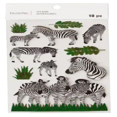 Recollections 3-D Zebras 10 pc Stickers