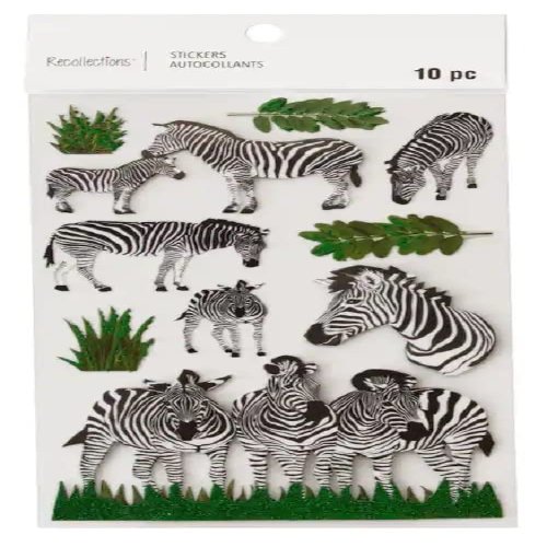 Recollections 3-D Zebras 10 pc Stickers