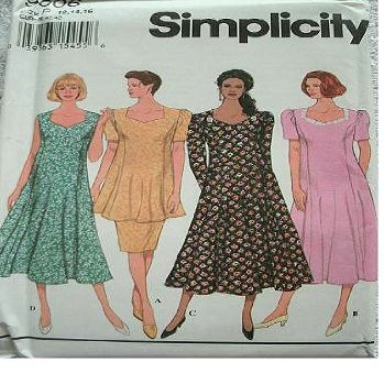 MATERNITY DRESS OR TOP & SLIM SKIRT - MISSES SIZES 12-14-16 SIMPLICITY PATTERN 9006