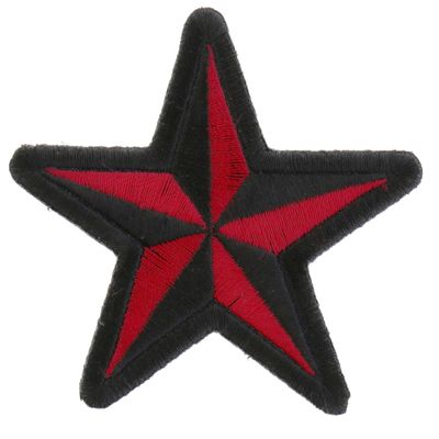 Red Black Star Patch - 3x3 inch. Embroidered Iron on Patch (P1479RED)