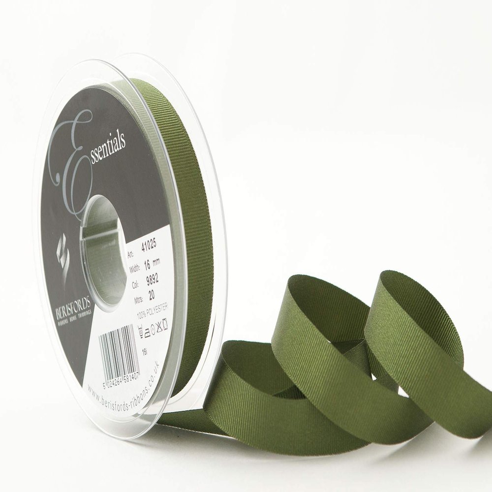 Berisfords Grosgrain, Polyester, Moss, 10.4 x 10.4 x 2 cm