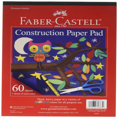 Faber-Castell Construction Paper Pad - Multi-Colored Craft Paper (9" x 12"), 60 Sheets