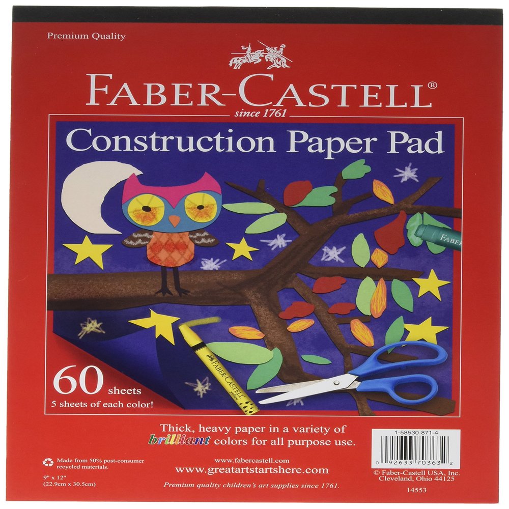 Faber-Castell Construction Paper Pad - Multi-Colored Craft Paper (9" x 12"), 60 Sheets