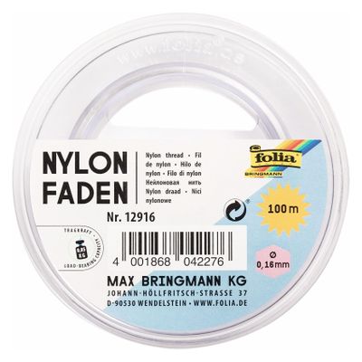 SWEMNED Folia 12916 - Nylonfaden auf Spule, Transparent, ca. 0,16 mm x 100 m, Tragkraft 0,85 kg, kaum sichtbarer Faden Ideal fr Mobiles, Schmuck, zur Dekoration USW.