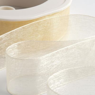 Italian Options Organza Chiffon Ribbon, Sheer Organza Ribbons for Gift Wrapping, Presents, Crafting, Wedding, Flower Bouquets, Birthday, Decorations, Dcor, 7mm x 50 Metres, Cream