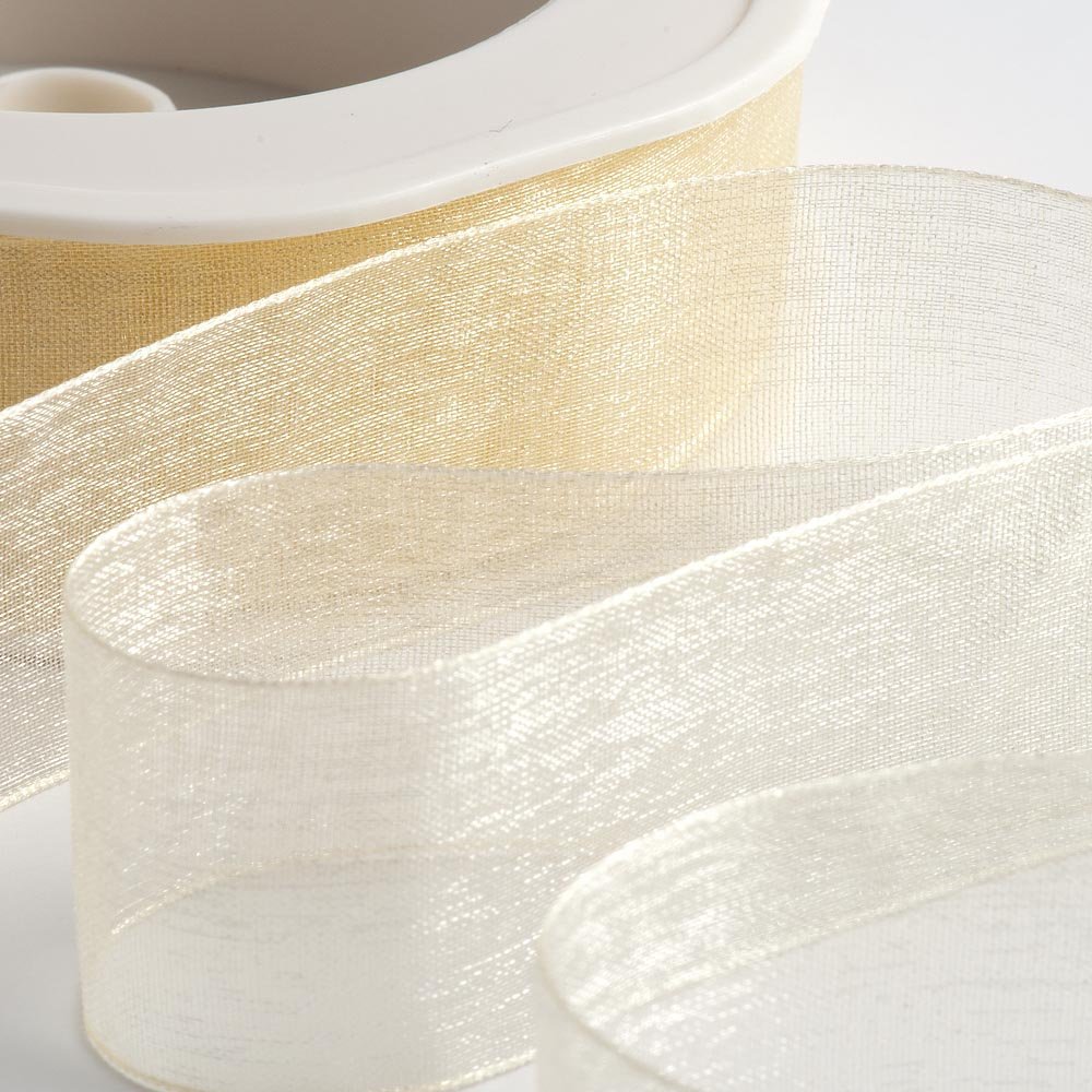 Italian Options Organza Chiffon Ribbon, Sheer Organza Ribbons for Gift Wrapping, Presents, Crafting, Wedding, Flower Bouquets, Birthday, Decorations, Dcor, 7mm x 50 Metres, Cream