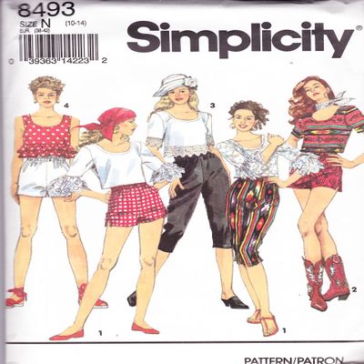 Misses Capri Pants Or Shorts And Top Simplicity Sewing Pattern 8493 (Size N: 10-14)