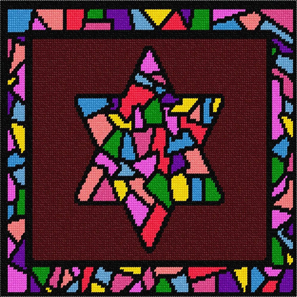 Pepita Needlepoint kit: Tallit Stained Glass Bordeaux, 12" x 10"