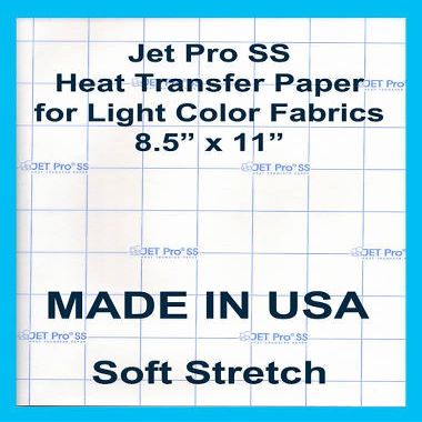 JetPro SofStretch Light Heat Transfer paper 8.5" x 11" (5 sheets) "sample package"