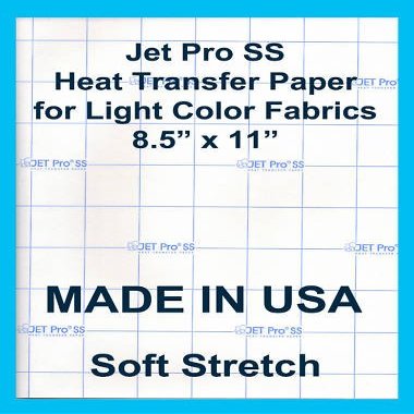 JetPro SofStretch Light Heat Transfer paper 8.5" x 11" (5 sheets) "sample package"