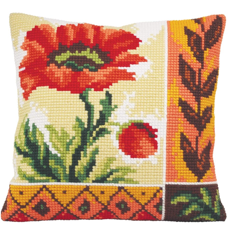 RTO Coquelicot Nouveau Collection D'Art Stamped Needlepoint Cushion Kit, 40 x 40cm
