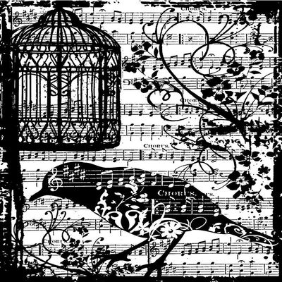 Tim Holtz Cling Stamp 2.5"X3.5 Bird Song