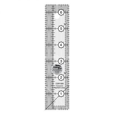 Creative Grids Quilt Ruler 1-1/2in x 6-1/2in Rectangle CGR1565 Made in USA, Non-Slip Grip Acrylic Quilting, Sewing, Crafting, Patchwork Ruler for Measuring & Cutting Fabric