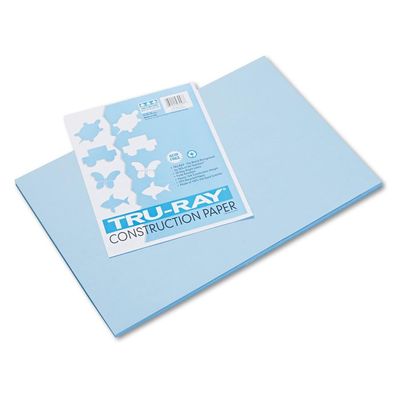 Tru-Ray Construction Paper, 76 lbs., 12 x 18, Sky Blue, 50 Sheets/Pack