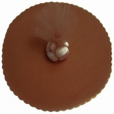 50 Scalloped Tulle Circles 9" Wedding Favor Wrap - Brown