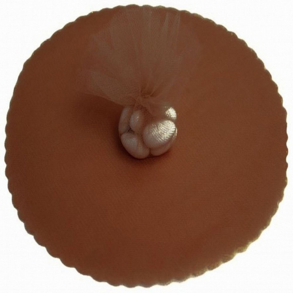 50 Scalloped Tulle Circles 9" Wedding Favor Wrap - Brown