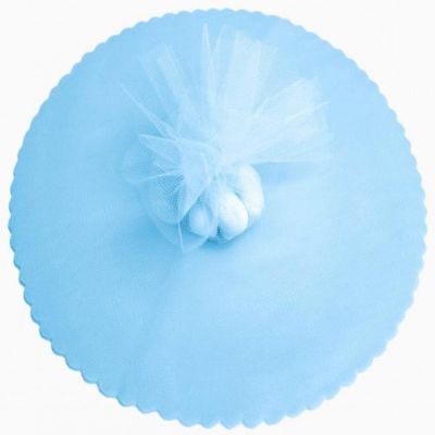 50 Scalloped Tulle Circles 9" Wedding Favor Wrap - Light Blue