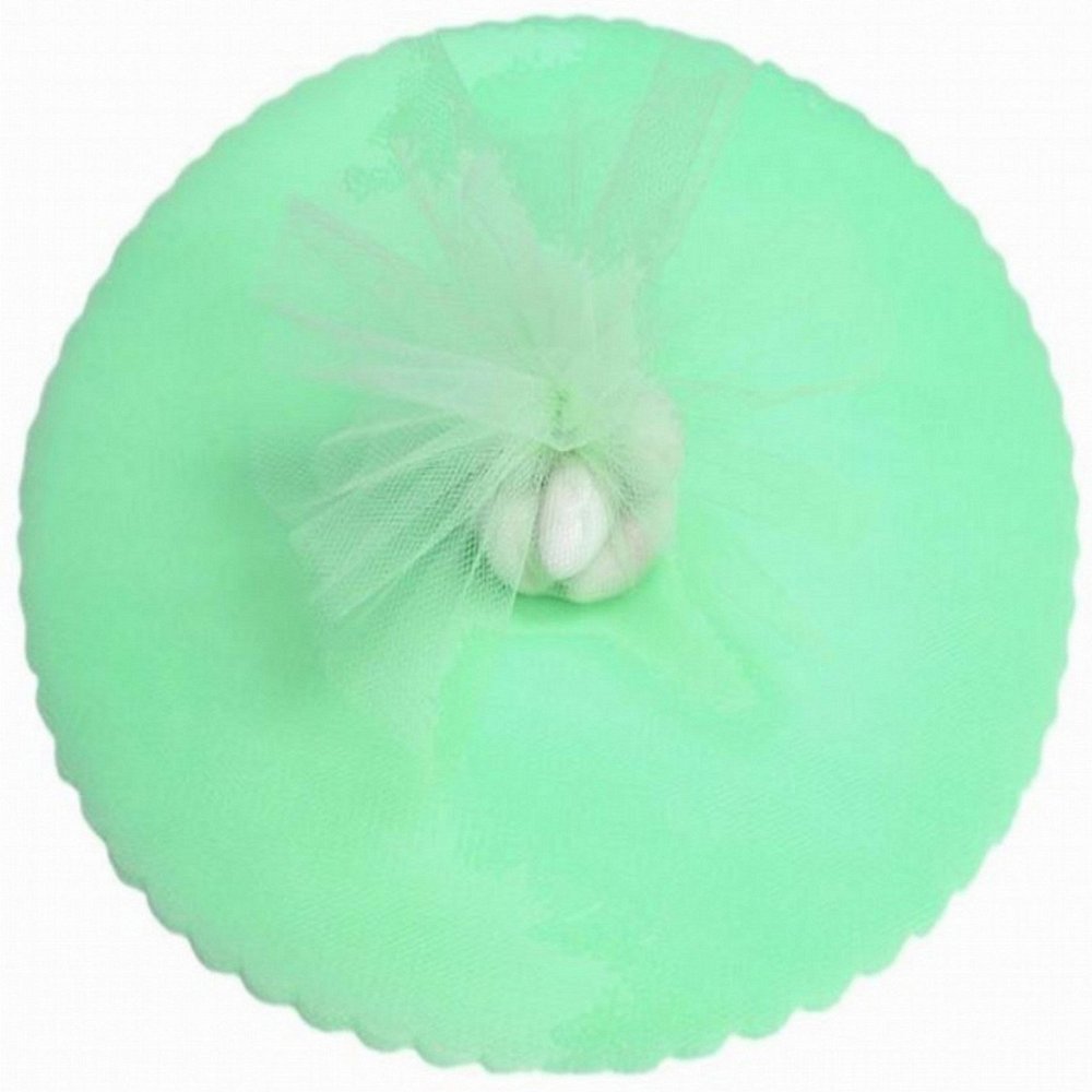 50 Scalloped Tulle Circles 9" Wedding Favor Wrap - Mint Green