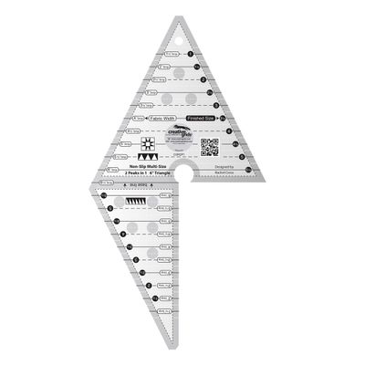 Creative Grids 2 Peaks in 1 Triangle Quilt Ruler CGR2P1 Made in USA, 7in x 13in, Non-Slip Grip Acrylic Quilting, Sewing, Crafting, Patchwork Ruler & Template