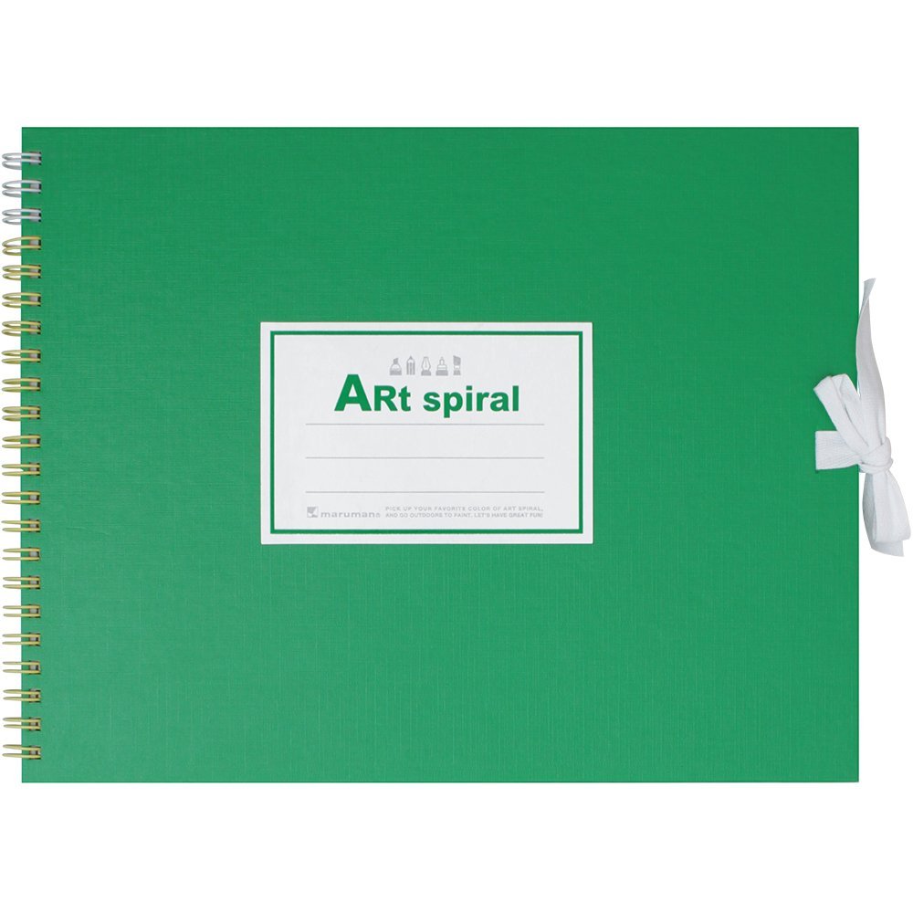 Maruman Art Spiral Sketchbook, F2, 7.76" x 10.24", Drawing Pad with 24 Sheets of Acid-Free Thick Paper, Twin Wire Binding, Durable Green Cover, Artist Notebook for Sketching, Made in Japan